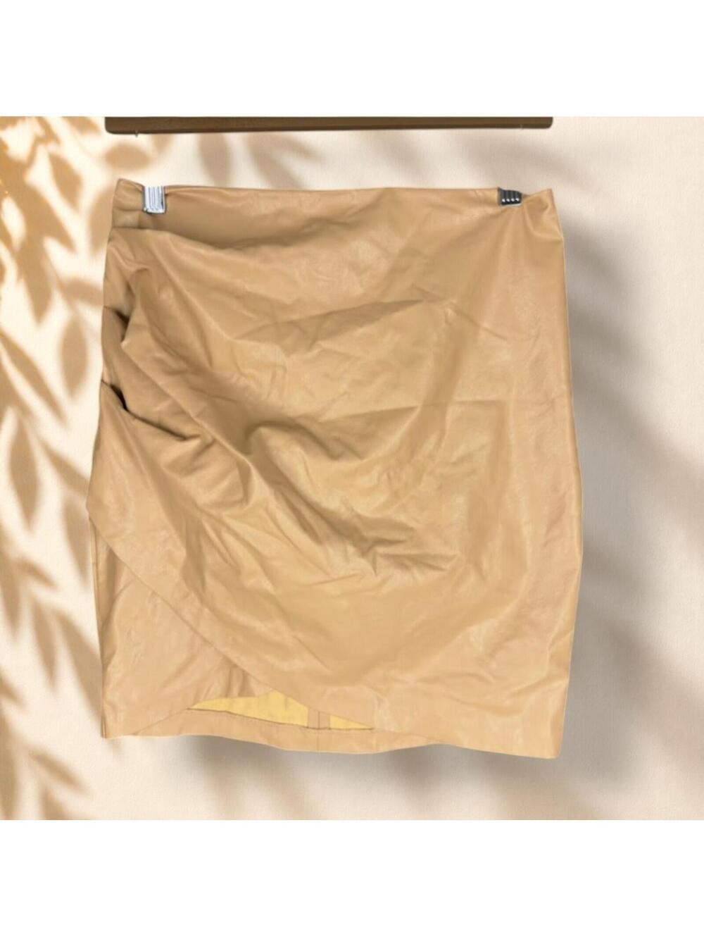 Orsay Skirt Women M Medium Beige A-Line Midi Zipper Mid Rise Leather Casual